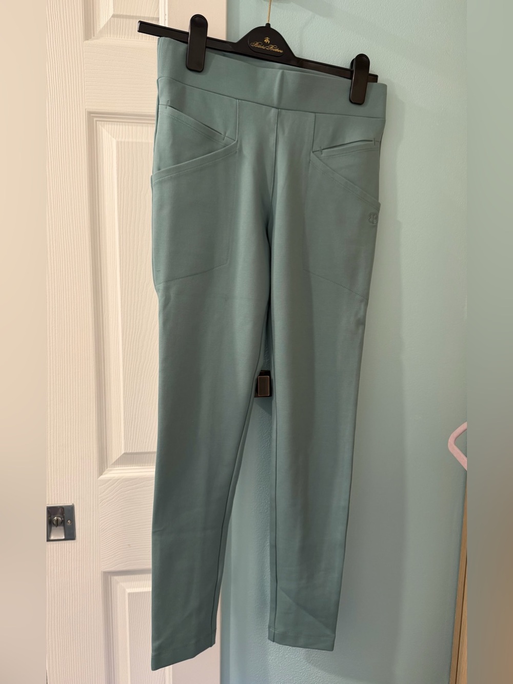 Betabrand Journey Small Steel Blue Skinny Pants Stretch Womens 27” Inseam